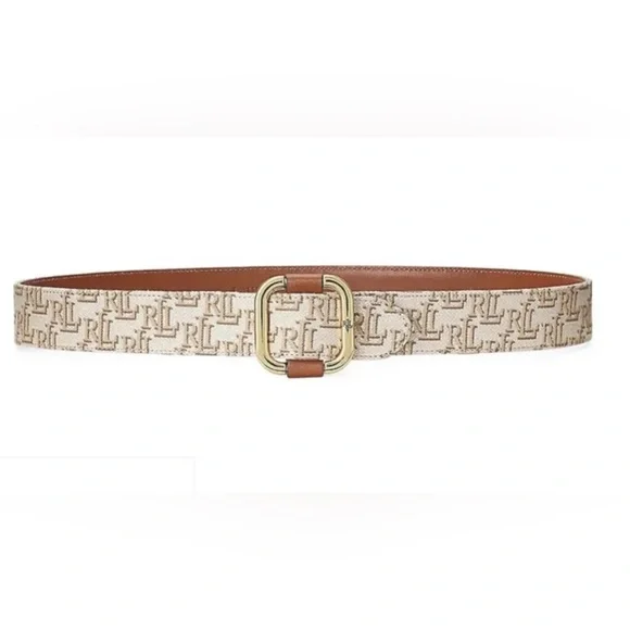 Lauren Ralph Lauren Tan Woven Gold Buckle Belt Ralph Lauren Wide Raffia-Leather Belt - Natural/Honey  main image 3